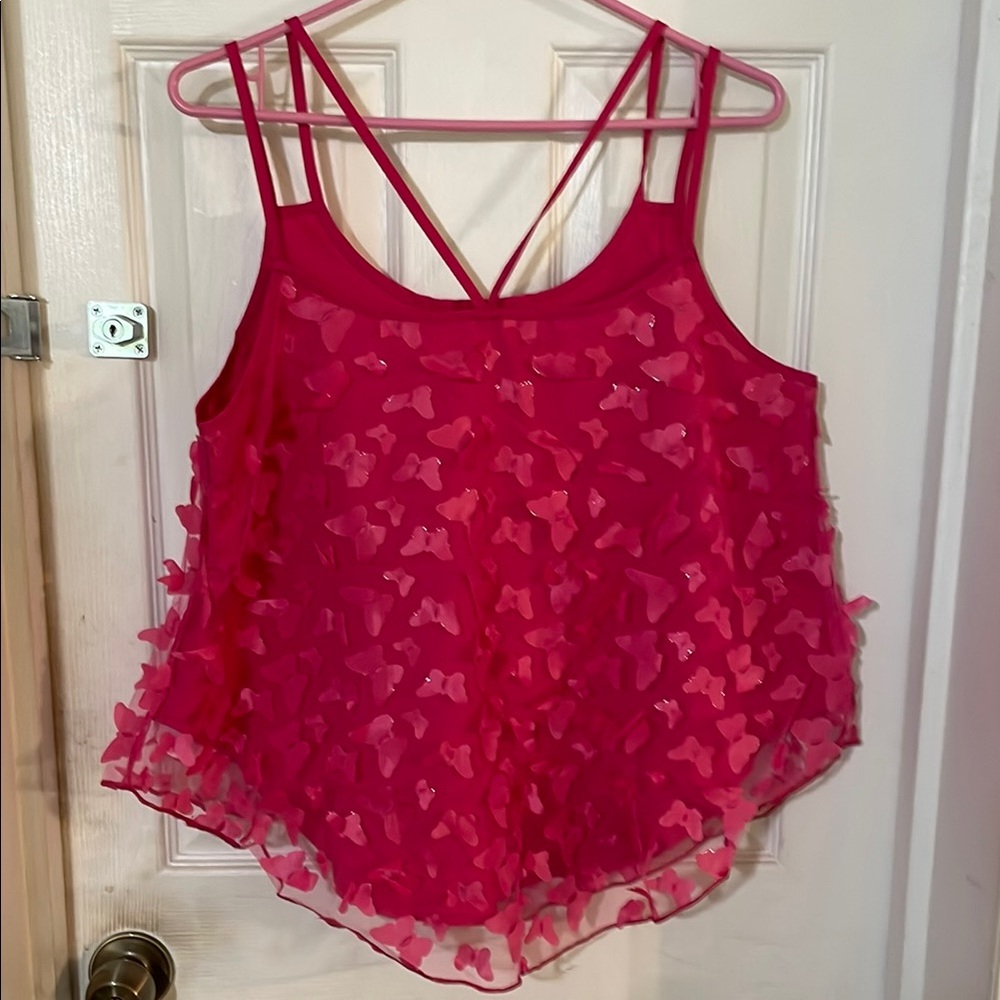SHEIN Red Asymmetrical Ruffled Camisole Top